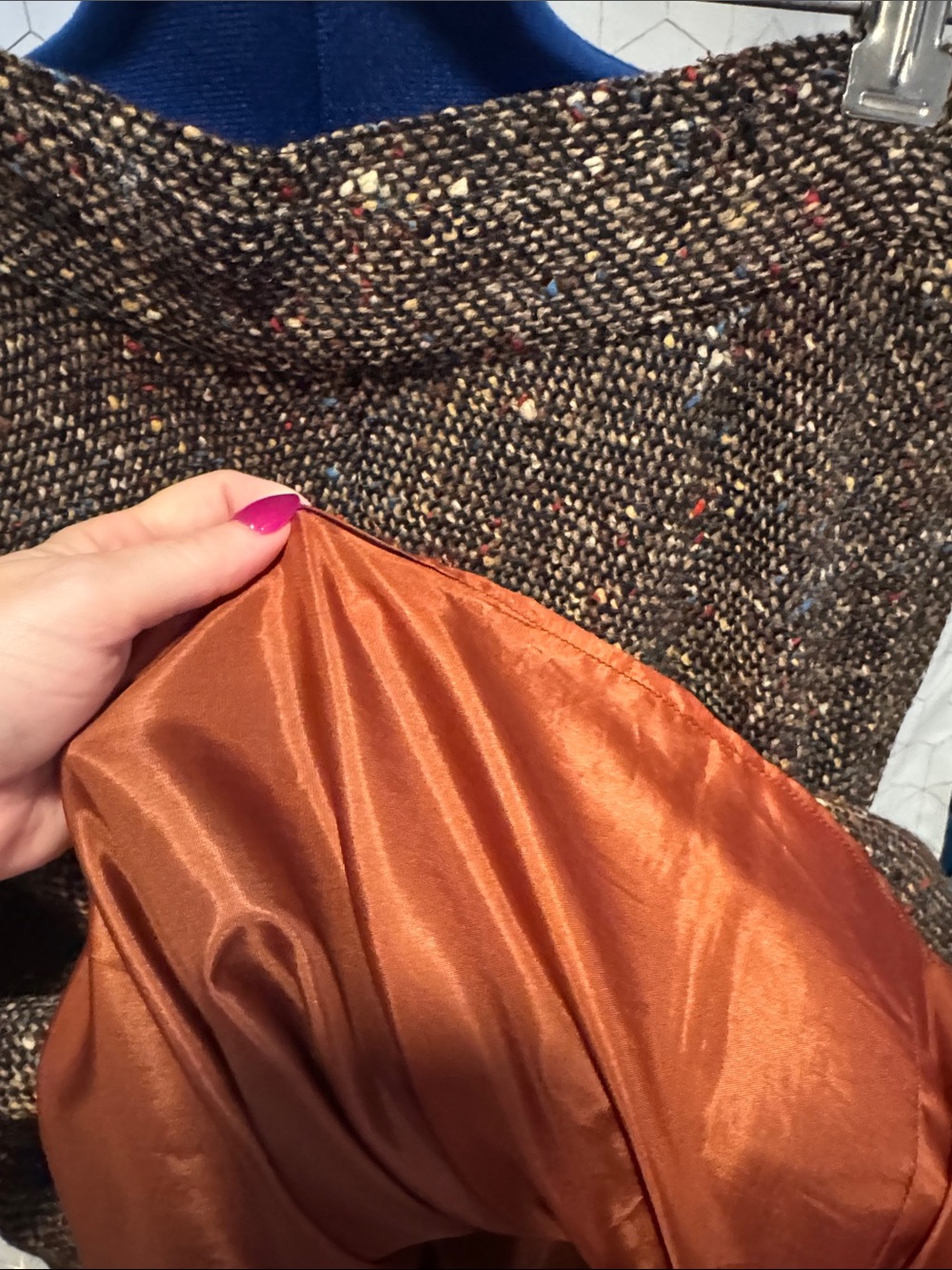 Vintage Women's Tweed A-Line Skirt in Brown Speckle - Picture 3 of 4